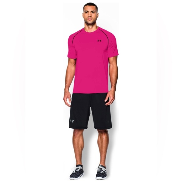 Under Armour HeatGear Pink/Fuchsia Performance Tee - Picture 7 of 9